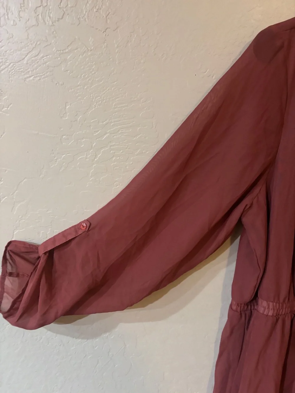 Almost Famous Mauve Long-Sleeve Belted Shirt Dress - Picture 4 of 10